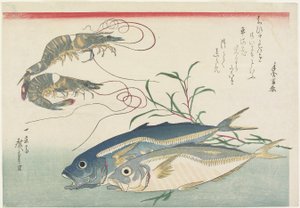 虾，马鲭鱼和Smartweed，1832-1833