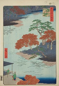 江户百景 "系列中的第 91 号 "江户秋叶神社"（"江户秋叶之景"）。 作者 歌川宏重