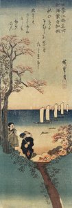 红枫叶在Kaian-ji寺，秋天，1833-1834