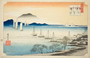 八濑归帆》，选自 "近江八景 "系列 作者 歌川宏重