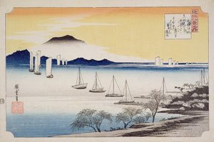 从Yabase回归帆船系列，&39;Omi的8个视图&39;，c.1834（木版画）