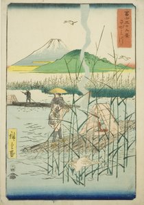 相模川，选自 "富士山三十六景 "系列 作者 歌川宏重