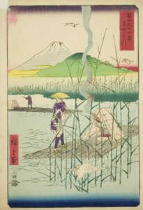 相模川，选自 "富士山三十六景 "系列 作者 歌川宏重