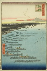 南品川的鲛人海岸（南品川鲛人海岸），选自 "江户百景 "系列 作者 歌川宏重