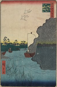 1856年8月，沿着Tone河分散的松树 作者 歌川宏重