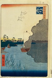 1856-1858年的江户百景，在音河上散落的松树 作者 歌川宏重