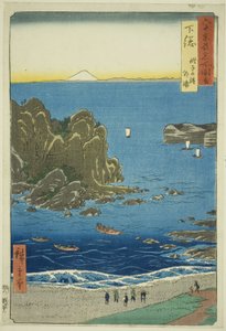 下沙省：铫子海滩的外湾（下沙，铫子之滨东浦），选自 "六十多个省的名胜 "系列。 作者 歌川宏重
