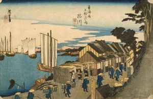 品川：从东海道的53个系列，1831-4（彩色木版画）中脱离戴米