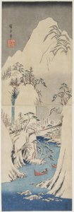富士河的雪景，c。 1842