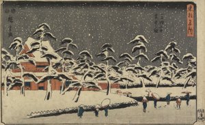 Zo_jo_ji寺庙雪视图在Shiba，1847-1852