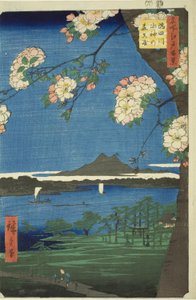 隅田川上的瑞神社和麻崎（隅田川瑞神之森麻崎），选自 "名所江户百景 "系列 作者 歌川宏重