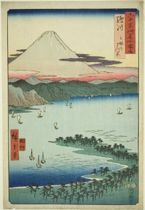 骏河省：三保的松树林（骏河，三保之松原），选自 "六十多个省的名胜（六十多个省的名胜）"系列 作者 歌川宏重