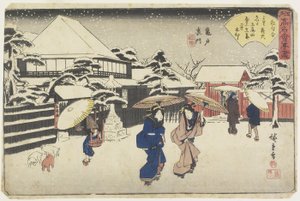 Tamata在Kameido的神社后面，c。 1835年至1842年