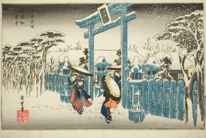 雪中的祗园神社（Gionsha setchu），选自 "京都名胜（Kyoto meisho no uchi）"系列 作者 歌川宏重