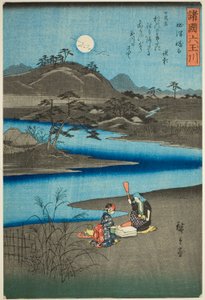 摄津国的鬼怒多宝石河（摄津鬼怒多），选自 "诸国六宝石河（四国沐玉川）"系列 作者 歌川宏重