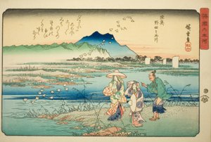 睦州野田宝石河（睦州野田玉川），选自 "各州六条宝石河（Shokoku Mu Tamagawa）"系列 作者 歌川宏重