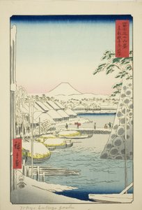 富士山三十六景 "系列中的 "东都夕佳河畔"（东都夕佳桥 作者 歌川宏重