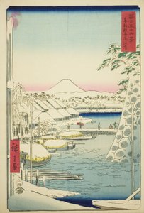 富士山三十六景 "系列中的 "东都夕佳河畔"（东都夕佳桥 作者 歌川宏重