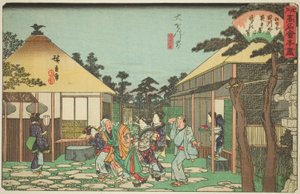 大愿寺前的田川屋餐厅，选自 "江户名店 "系列 作者 歌川宏重