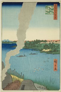隅田川的瓦窑和羽柴渡口（隅田川羽柴之渡川浜），选自 "名所江户百景 "系列 作者 歌川宏重