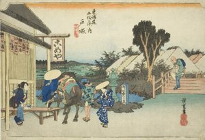 户冢：元町的三岔口》，选自《东海道五十三驿站》系列，又称《Hoeido 东海道》。 作者 歌川宏重