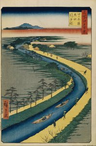 四木通运河上的拖船江户百景观，1856-1858年 作者 歌川宏重