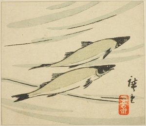 鳟鱼，鱼雷片的一部分 作者 歌川宏重