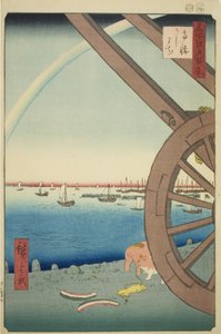 高轮的牛町（高轮牛町），选自 "江户百景（名所江户百景）"系列 作者 歌川宏重