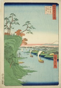 江户名胜百景 "系列中的 "江户台和利根川"（江户台利根川赋）。 作者 歌川宏重