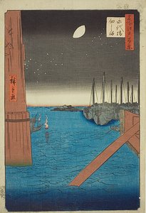 从荣太桥眺望佃岛（荣太桥佃岛），"名所江户百景 "系列之四 作者 歌川宏重