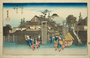 岛原游乐园门前的柳树，选自 "京都名胜（京都名胜）"系列 作者 歌川宏重