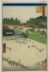 江户百景（名所江户百景）"系列中的 "四海门内八光寺"。 作者 歌川宏重