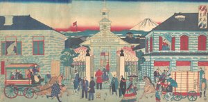 横滨Yokoha的外国住宅和天主教堂插图...，1870年10月。