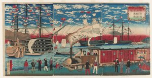 横滨海滨的机车图片，横滨，江户时代