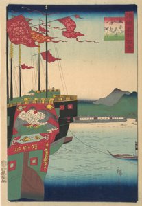 1859年第3个月，荷兰和中国的船只在希真省长崎的港口。