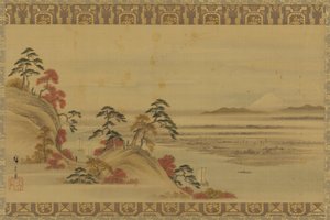 河流景观：红叶和富士山，江户时代，19世纪中期。