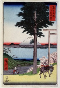 红豆杉背后的富士山--宇川广重的日本版画作品 作者 歌川二广