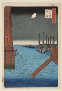 从英台桥看月岛（英台桥月岛）（彩色木版画 作者 歌川二广