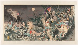 10 月 26 日报纸补充报道：日军在虎山附近袭击中国骑兵
Jûgatsu nijûrokunichi gôgai: Kozan fukin kihei o kôgeki su（标题见实物）