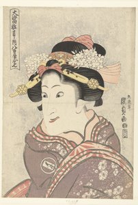 岩井半四郎 V 饰八重屋大七
八重谷押市（物体上的标题）
来自非常成功的戏剧（系列名称）
大成拳之内涵》（剧集名称见实物） 作者 歌川国贞（一）
