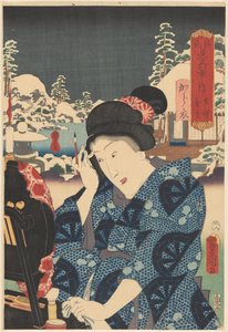 Utsusemi 上的残雪（物件上的标题）
源氏配八景（实物上的系列名称） 作者 角本屋金次郎