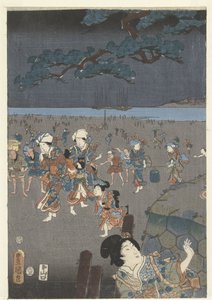 在明石海滩捡贝壳
明石之浦shiogari no zu 作者 山口屋东兵卫