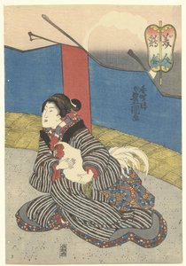 斗鸡场上的美女
Bijin toriawase（物体上的标题） 作者 歌川国贞（一）