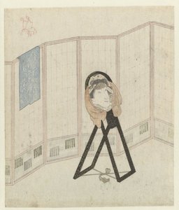 折叠屏上的镜子 作者 歌川国贞（一）