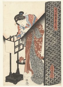 灯下女人
月光下的秘密夜间约会（系列名称）
月之影shinobiau yoru（物品上的系列名称） 作者 歌川国贞（一）