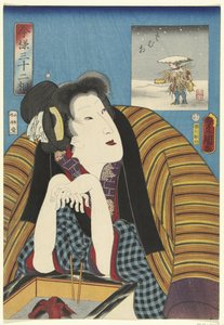 在火盆边暖手的女子
32 种现代类型（系列名称）
Imayo sanjuniso（物品上的系列名称） 作者 横河武次郎