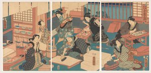 妇女制作印花 作者 歌川国贞（一）