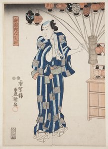 Lantern Seller (Andon-uri)（彩色木版画） 作者 歌川国贞