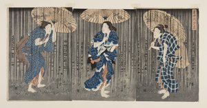 炎炎骤雨（烧酒之汤）（彩色木版画） 作者 歌川国贞