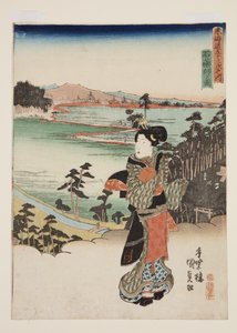 石药师 (Ishiyakushi no zu) 的景色（彩色木版画） 作者 歌川国贞